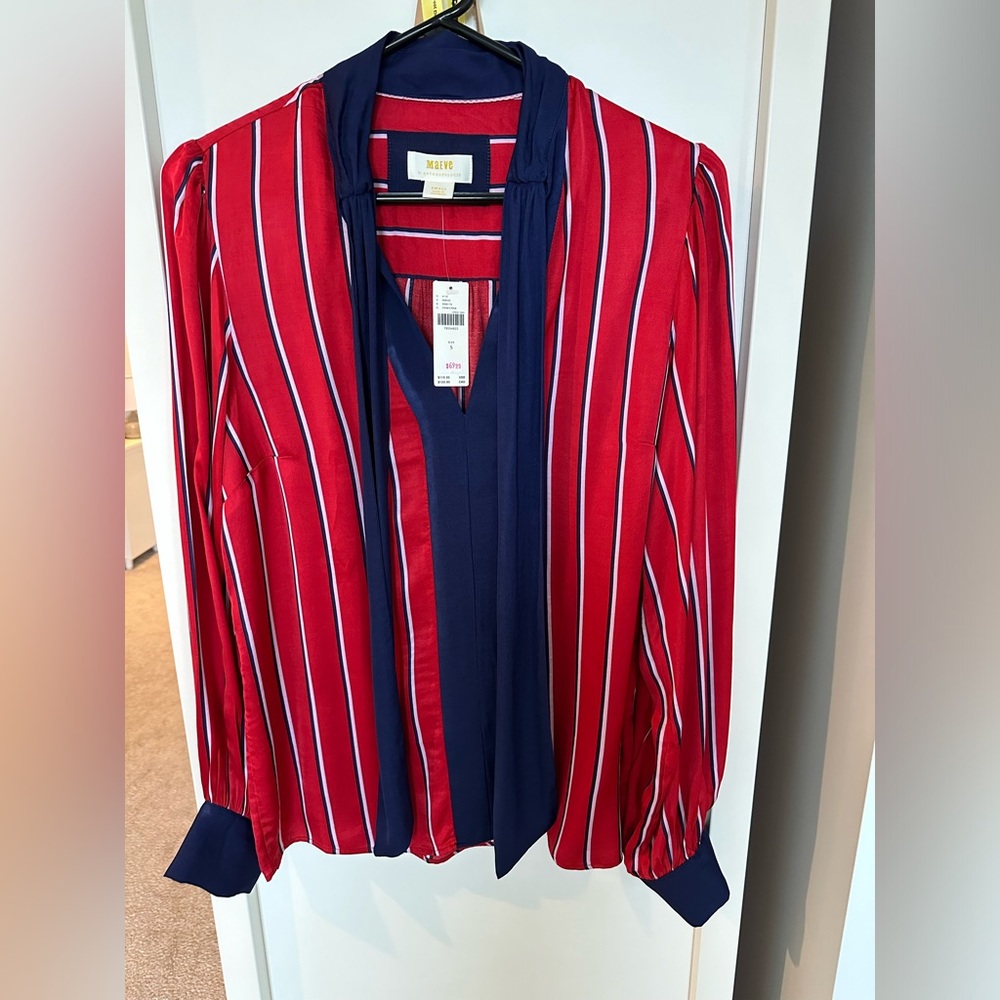 Anthropologie Maeve Tie-Neck Blouse